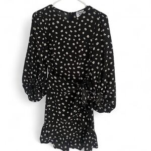 Princess Polly Black Dress with White Floral Print